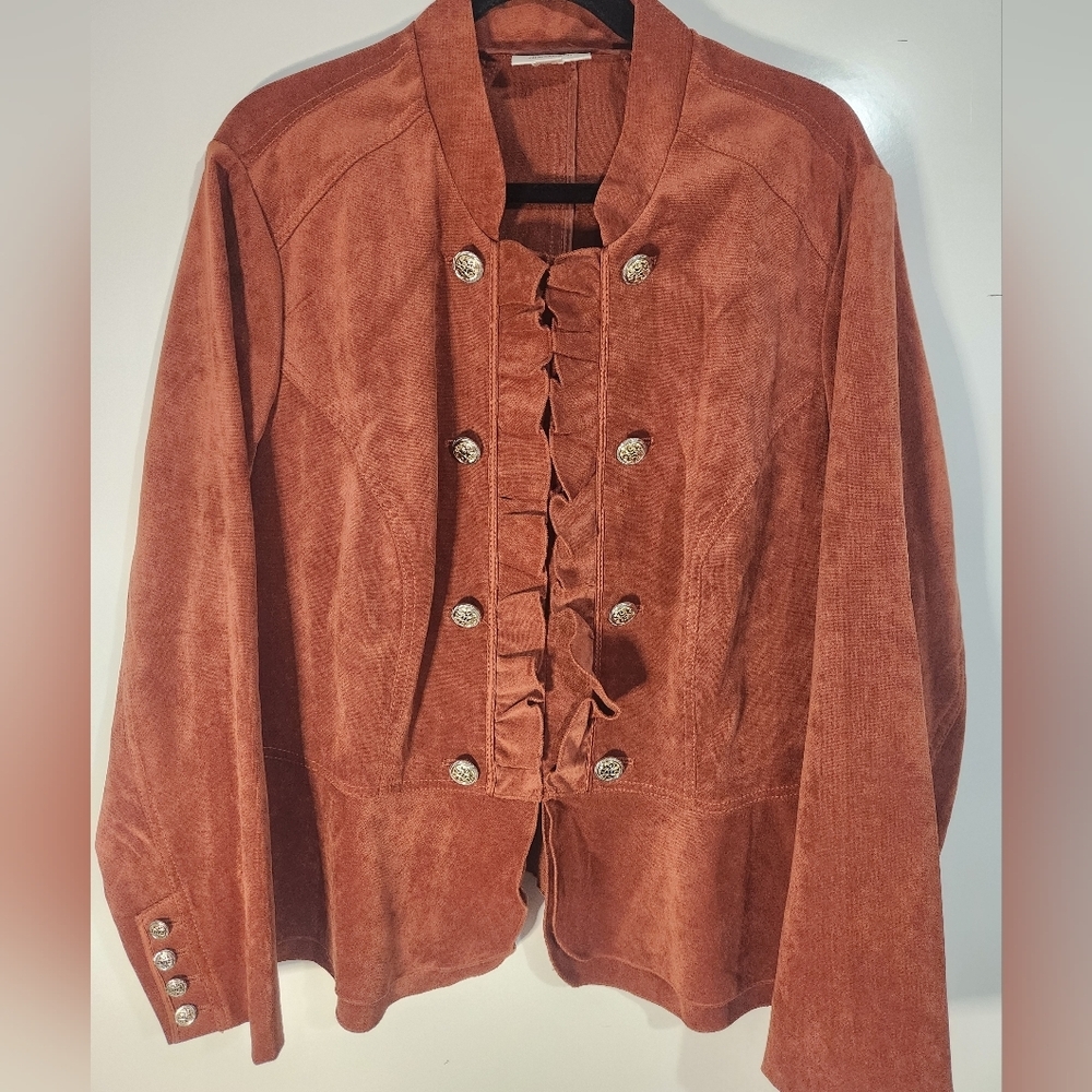 Women's Rust Jacket With Silver Buttons, Size 3x - image 1